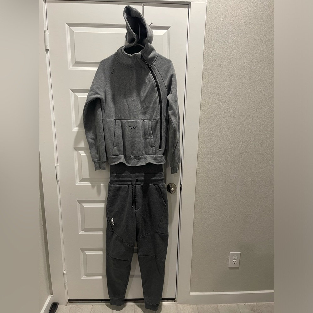 Tuxy Grey One Piece hoodie jumpsuit men Sweat Suit S